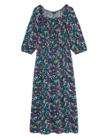 Printed Square Neck Midi Tea Dress