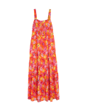 Cotton Blend Printed Maxi Tiered Dress