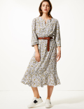 Ditsy Floral Waisted Midi Dress