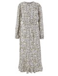 Ditsy Floral Waisted Midi Dress