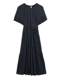 Pure Cotton Belted Midi Waisted Dress