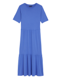 Jersey Round Neck Midi Tiered Dress