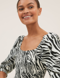 Pure Cotton Zebra Print Midaxi Dress