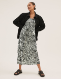 Pure Cotton Zebra Print Midaxi Dress