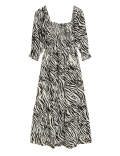 Pure Cotton Zebra Print Midaxi Dress