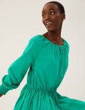 Pure Cotton Tie Waist Relaxed Tiered Dress