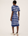 Jersey Tie Dye Midi Waisted Dress
