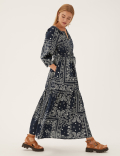 Pure Cotton Printed Midaxi Shirt Dress