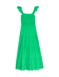 Pure Cotton Square Neck Midaxi Tiered Dress