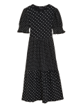 Pure Cotton Jersey Polka Dot Midi Tea Dress
