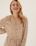 Floral V-Neck Midaxi Tiered Dress