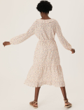 Pure Cotton Ditsy Floral Midi Waisted Dress