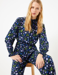 Floral Print Waisted Jumpsuit