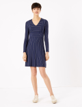 Jersey Striped Fit & Flare Mini Dress