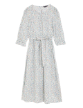 Pure Cotton Floral Midi Waisted Dress