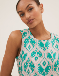 Pure Cotton Printed Midaxi Tiered Dress