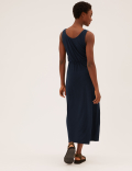 Linen Rich Jersey Midaxi Waisted Dress