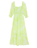 Pure Cotton Floral Square Neck Midaxi Dress