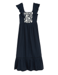 Pure Cotton Embroidered Midaxi Column Dress