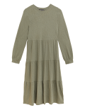 Cotton Jersey Midi Tiered Dress