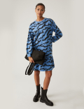 Cotton Rich Animal Print Jumper Dress