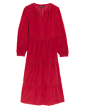 Pure Cotton Cord Midi Tiered Dress