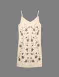 Pure Cotton Embellished V-Neck Mini Cami Dress