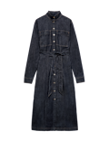 Denim Funnel Neck Midi Column Dress