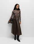 Leather Look Panelled Midaxi Skirt