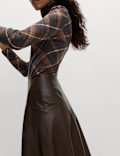 Leather Look Panelled Midaxi Skirt