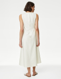 Denim Round Neck Midi Shift Dress