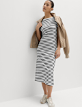 Cotton Rich Striped Midi Column Dress