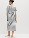 Cotton Rich Striped Midi Column Dress