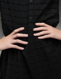 Textured V-Neck Midi Relaxed Dress