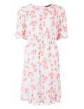 Floral Yoke Mini Waisted Dress