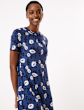 Jersey Floral Knee Length Swing Dress