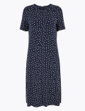 Jersey Polka Dot Knee Length Swing Dress