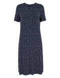 Jersey Polka Dot Knee Length Swing Dress