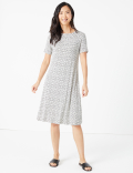 Jersey Printed Knee Length Swing Dress