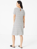 Jersey Printed Knee Length Swing Dress