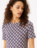 Jersey Floral Knee Length Swing Dress