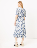 Leaf Print Midi Waisted Dress