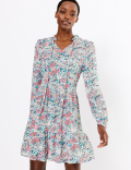 Floral High Neck Mini Waisted Dress