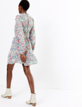 Floral High Neck Mini Waisted Dress