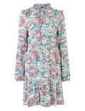Floral High Neck Mini Waisted Dress
