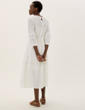 Pure Cotton Lace Trim Waisted Dress
