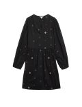 Pure Cotton Embellished Mini Waisted Dress