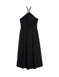 Pure Cotton Halter Neck Midi Waisted Dress