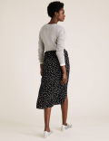 Heart Print Split Front Midi Straight Skirt