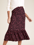 Jersey Ditsy Floral Midi Tiered Skirt